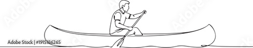 Minimalist Continuous Line Canoe Paddler Icon