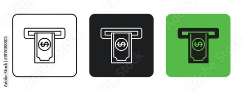 Money deposit icons flat design vector illustration - Clipart. Icon vector -  Icon collection - icon set - Line and glyph icon and logo template - Editable Icon