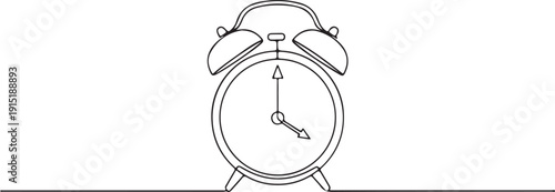 Continuous One-Line Alarm Clock Illustration