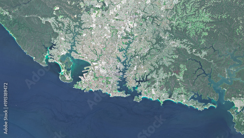 Photography Sydney Australia Satellite View of Harbour and City
