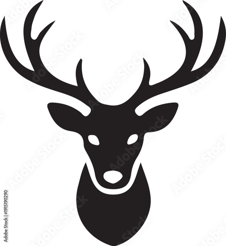 Majestic Stag Silhouette with Antlers Vector Art