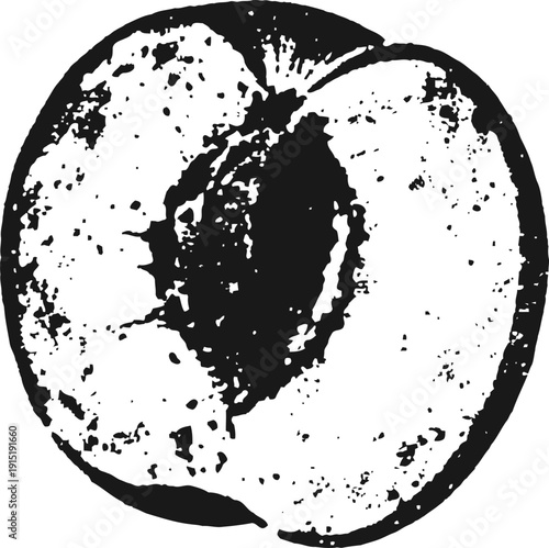 Half peach with seed inside cut fresh fruit with stone pit exposed natural sweet summer stone fruit slice