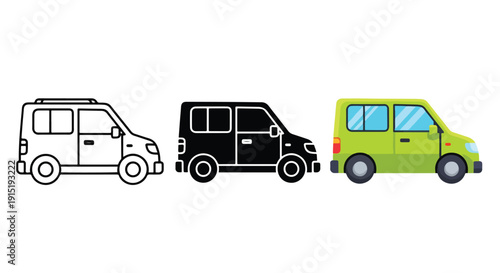 van taxi minibus icons flat design vector illustration - Clipart. Icon vector -  Icon collection - icon set - Line and glyph icon and logo template - Editable Icon