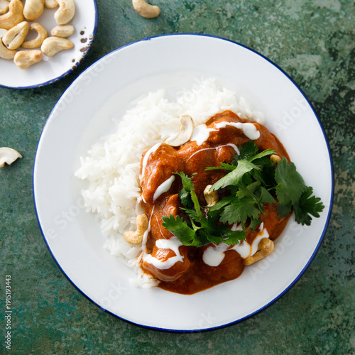 Homemade butter chicken with rice
