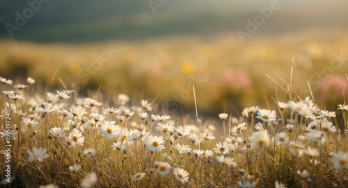 Border of blooming daisies encasing open area