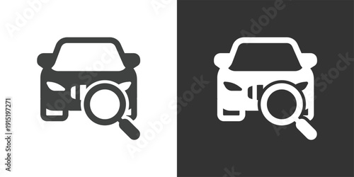 Car Inspection or Vehicle Search icon. Solid glyph series icon