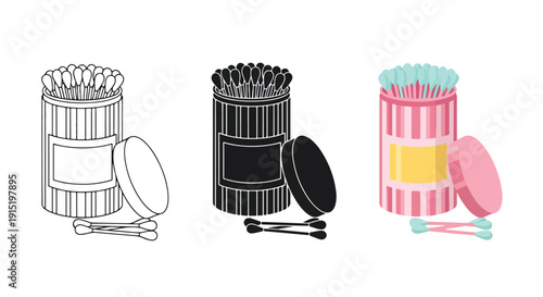 Barrel and bucket set flat design vector illustration - Clipart. Icon vector -  Icon collection - icon set - Line and glyph icon and logo template - Editable Icon