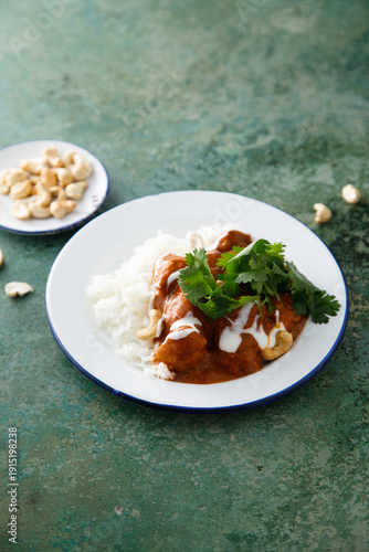 Homemade butter chicken with rice