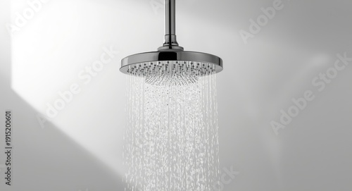 Rain shower head isolated on smooth white surface background