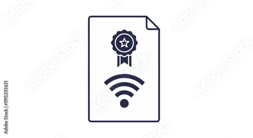 A document icon featuring a medal and wireless signal