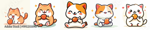 vector of a cat eating chicken