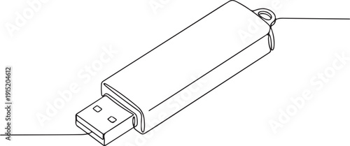 Continuous One-Line USB Storage Device Drawing