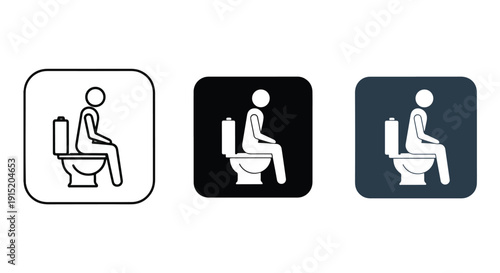 Toilet icons set sitting positions flat design vector illustration - Clipart. Icon vector -  Icon collection - icon set - Line and glyph icon and logo template - Editable Icon