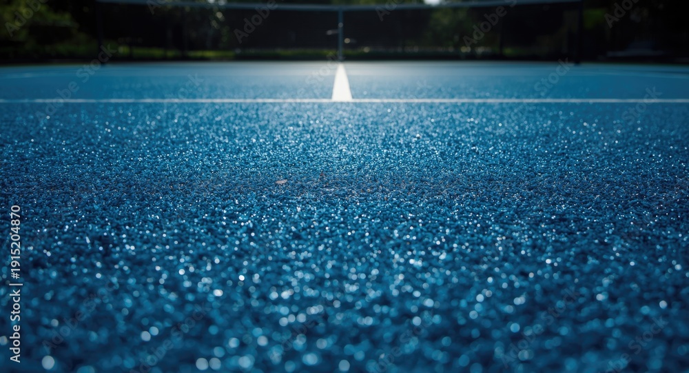 Naklejka premium Artificial grass paddle tennis court featuring blue surface for effective sports maintenance planning