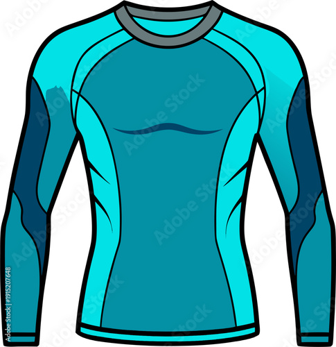 ong sleeve Compression running base layer top t shirt flat sketch