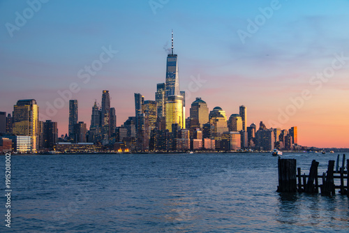 Принти на полотні Lower Manhattan Skyline at Sunset New York City