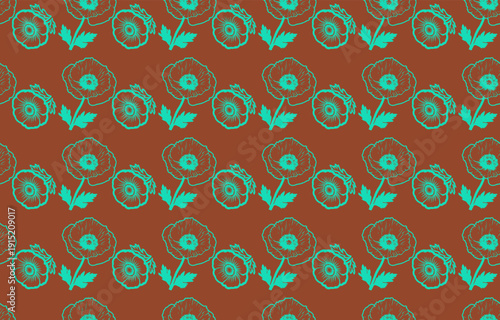 AThis floral seamless vector pattern features repeating botanical elements arranged in a continuous layout, creating a smooth and harmonious design that flows endlessly without visiblrt & Illustration