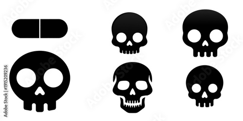 set of black silhouettes of cats