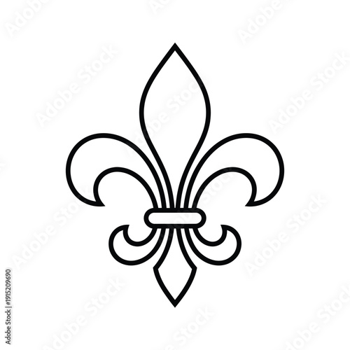 A simple black and white line drawing of a fleur de lis symbol