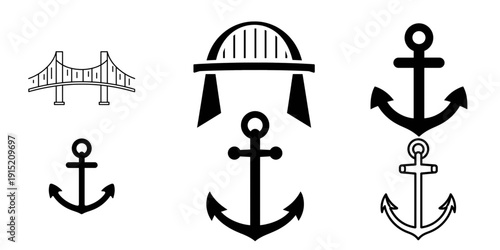 vector set of vintage nautical icons
