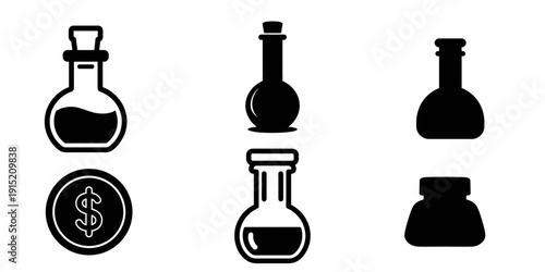 set of different bottles