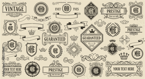 Vintage decorative elements and monograms for design and branding