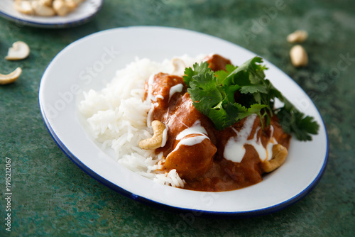 Homemade butter chicken with rice
