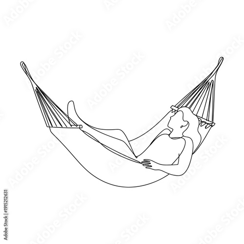 A person relaxes peacefully in a suspended hammock enjoying leisure time