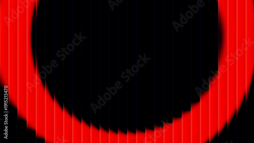 Neon glowing reeded stripes, abstract red fluid background with vertical lines and futuristic curve design.