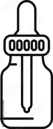 Dropper bottle outline graphic representing cosmetics or medicine application