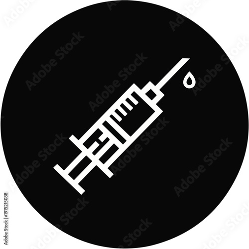 Syringe Icon in Bold Black-and-White Graphic