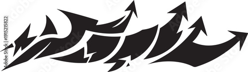 Black arrows pointing upwards in a dynamic motion graphic