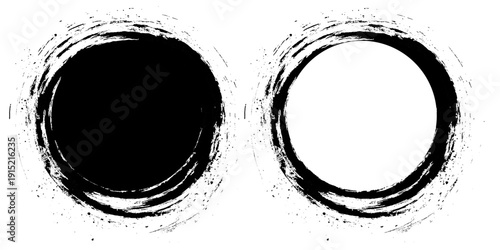 Grunge circles, brush strokes, lines, ink smudges, hand-drawn scribble shapes. Handmade sketchy marks, acrylic stains, charcoal streaks. Paint textures, dry brush effect. Vector illustration