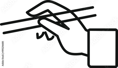 Hand holding chopsticks preparing to eat asian food