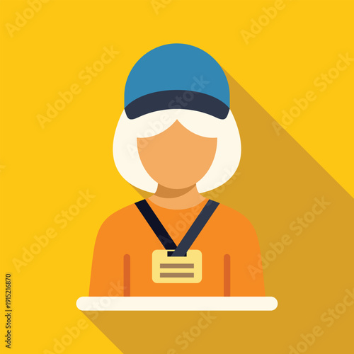 Woman wearing a cap and id badge, representing a staff member or worker