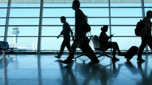 People Walking in Airport Terminal.