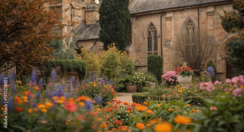 Seasonally blooming gardens near venerable religious sites