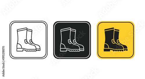 Work boot icons set flat design vector illustration - Clipart. Icon vector -  Icon collection - icon set - Line and glyph icon and logo template - Editable Icon