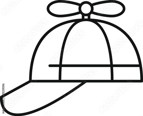 Propeller hat line art icon symbolizing child play, amusement, and imagination