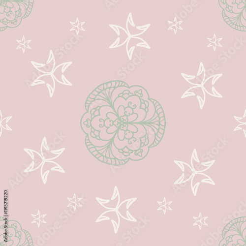 Seamless Mandala Floral Pattern Small Scale Bold Tone