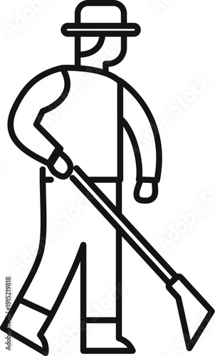 Person working in agriculture, cultivating land with a farming tool