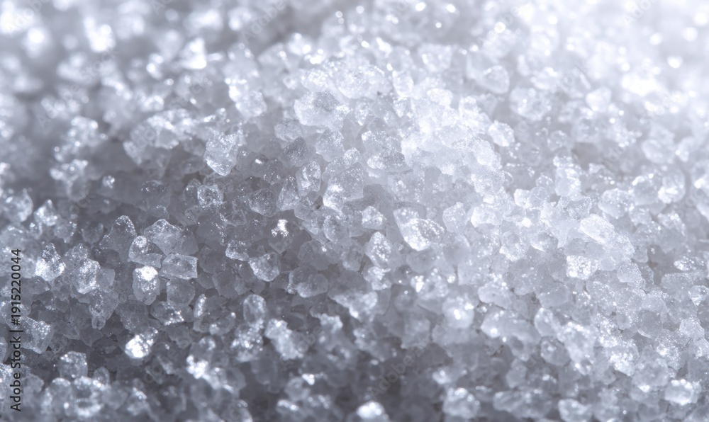 Obraz premium Front-facing texture of white crystalline sugar granules, bright reflective surface