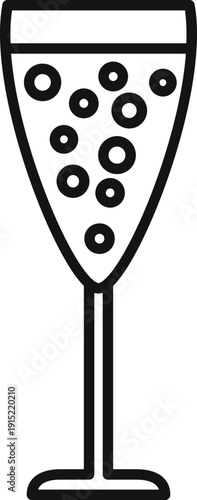 Sparkling beverage in a glass with bubbles, representing celebration and festivity