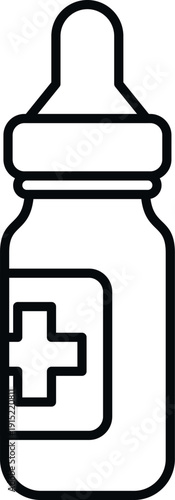Dropper bottle outline with a medical cross, symbolizing pharmacy and healthcare solutions