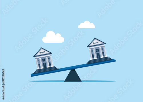 Comparison of two variants of investing money with banks. Modern vector illustration in flat style