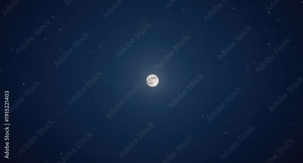 Naklejka premium Bright full moon shining in a clear starry night sky
