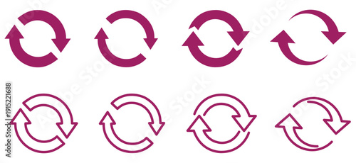 circle arrow icon set. circular arrow icon, refresh, reload, rotation. Green recycle vector icon symbol. Repeat and reload icons set and arrow rotation circle