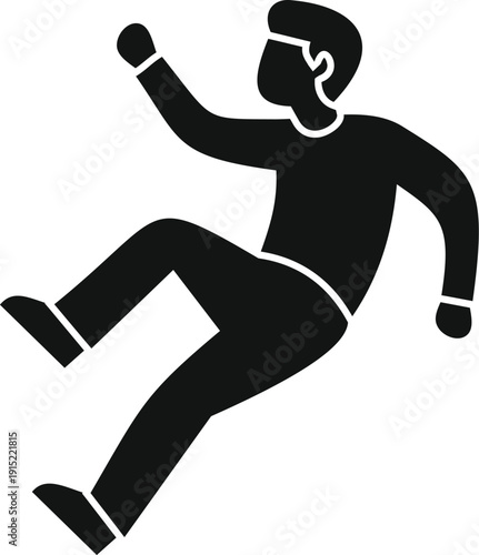 Man silhouette floating or falling portraying concepts of weightlessness and zero gravity