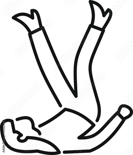 Person falling backwards, illustrating concepts of clumsiness, accident, failure, or risk