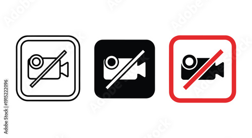 No photography icons set flat design vector illustration - Clipart. Icon vector -  Icon collection - icon set - Line and glyph icon and logo template - Editable Icon